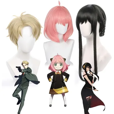 Anime spion x familie cosplay perücke förderer anya loid fälscher cosplay haar hitze beständig Image