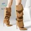 Frauen Lange Stiefel Große Größe 48 Mode Spitz Zurück Zip Dünne High Heels Modell Zeigen Schuhe 10