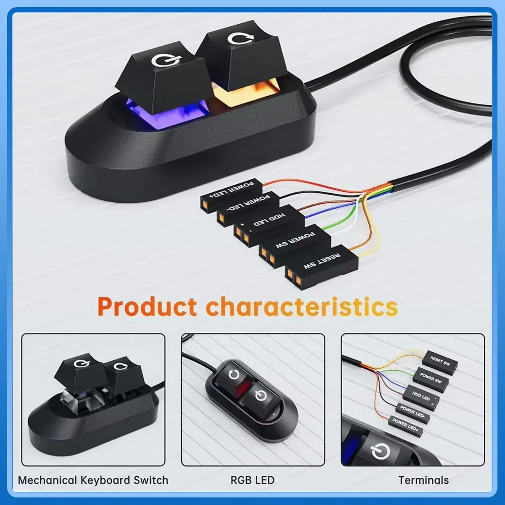 2M Mechanical Desktop Power Switch External Start Computer Switch On/Off Reset Button Extension SW Cable PC Power Button Switch Image