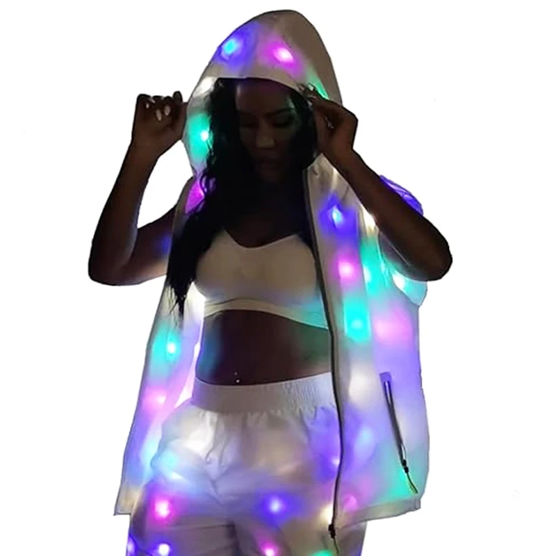 LED Weste Jacke Nachtclub Sänger Modern Dance Bühne Leistung Zubehör Sommer Led Leucht Kostüme Für Sexy Dame Männer Image