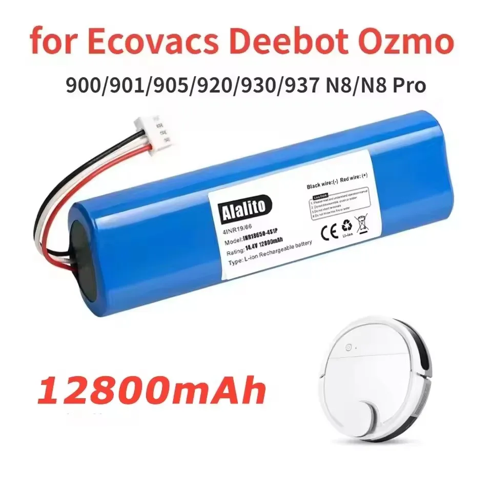 12800 mAh Ersatzakku für Ecovacs Deebot Ozmo 900 901 905 920 930 937 N8 Pro Roboterstaubsauger 14,4 V Li - ION Akku Image