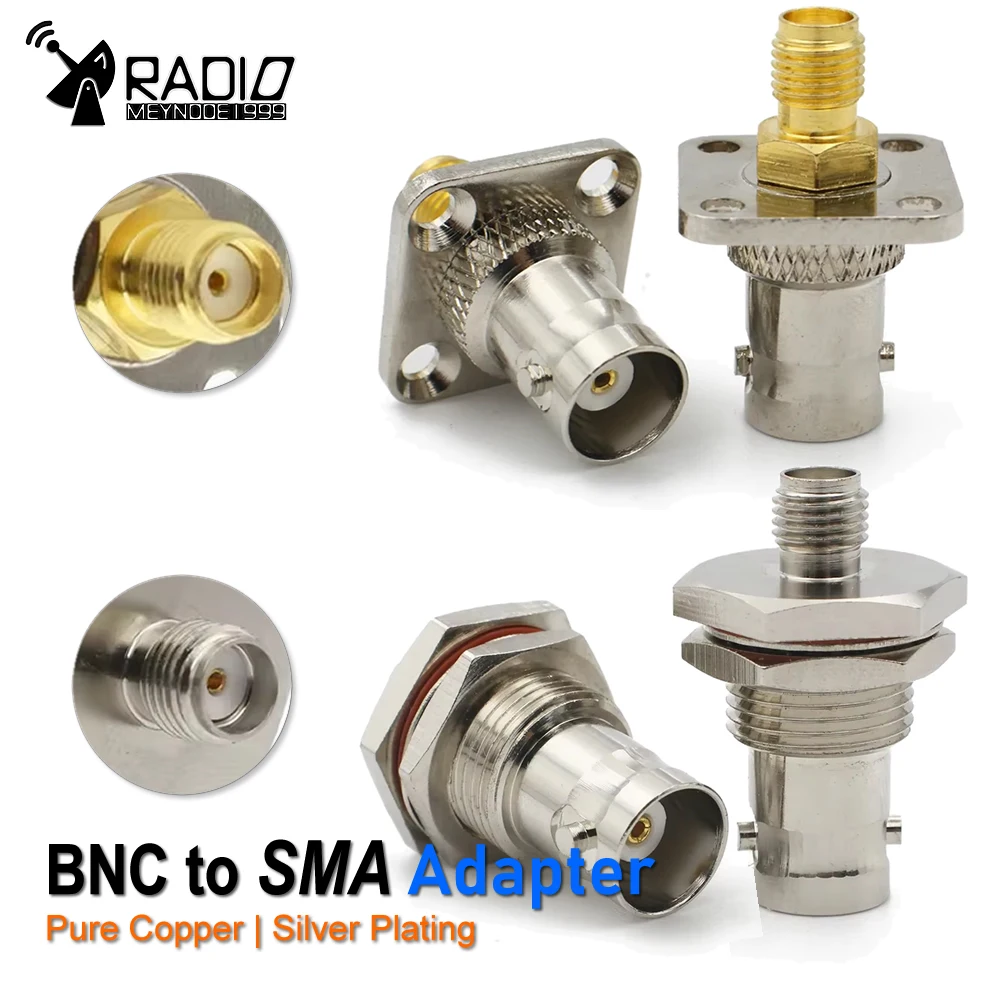 1PCS Q9 BNC Auf SMA Adapter BNC Buchse Auf SMA Buchse 4 Löcher Flansch Gerade RF Koaxial Stecker Draht Terminals Image