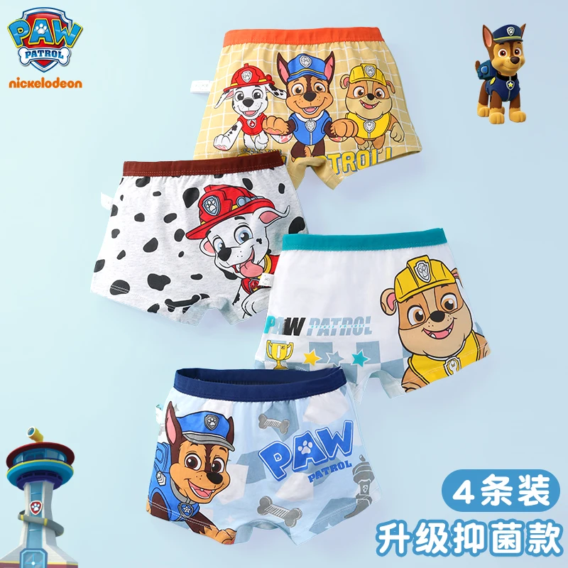 4 TEILE/SATZ Echte Paw Patrol Jungen Undepants Baumwolle Atmungsaktive Unterwäsche 3-7-9-10-jährige kinder Vier Ecke briefs Kinder Geschenk Image