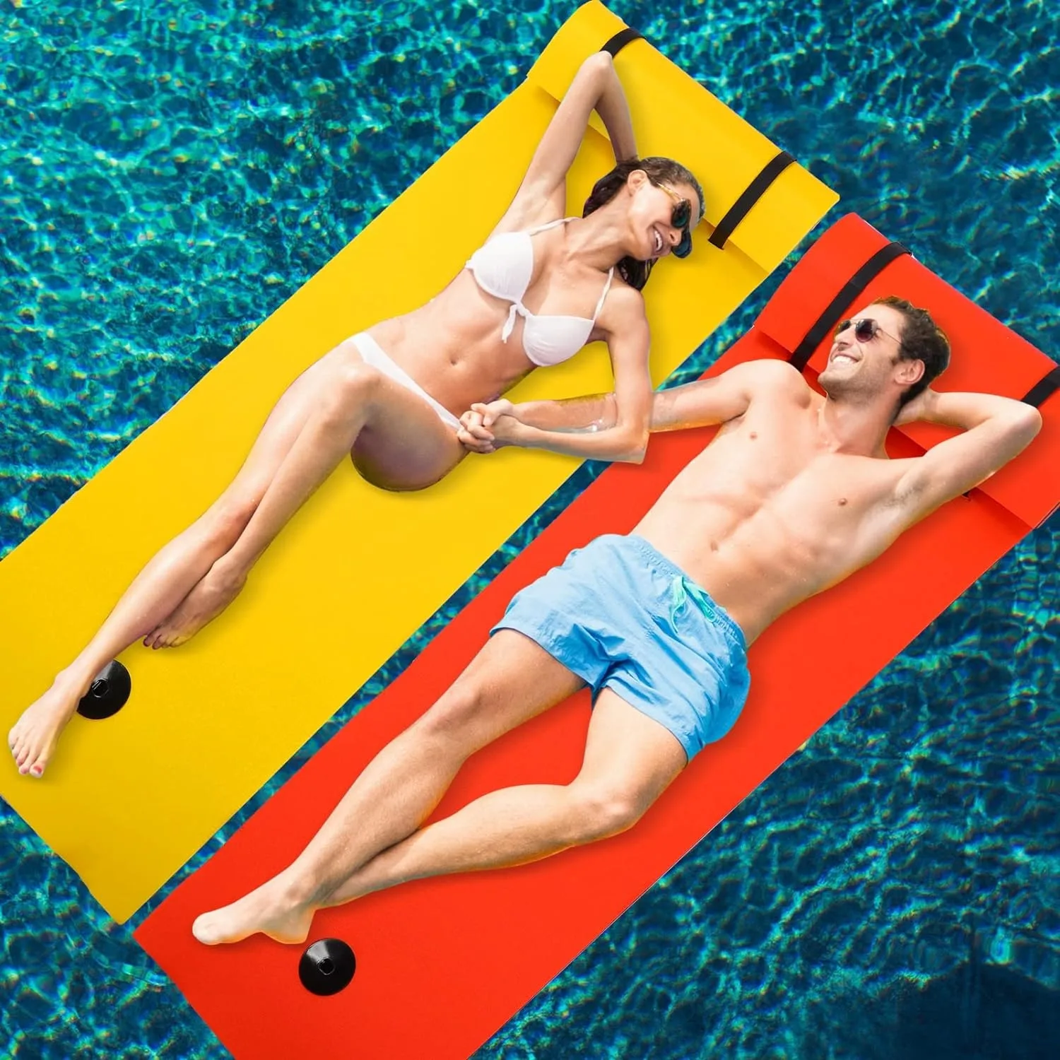 Schwimmer-Wassermatte, Schwimmerpolster, weiches, aufrollbares Schaumstoff-Schwimmer, Floß-Driftmatratze für Erwachsene, Strand, draußen, Bootfahren, Schwimmbad Image