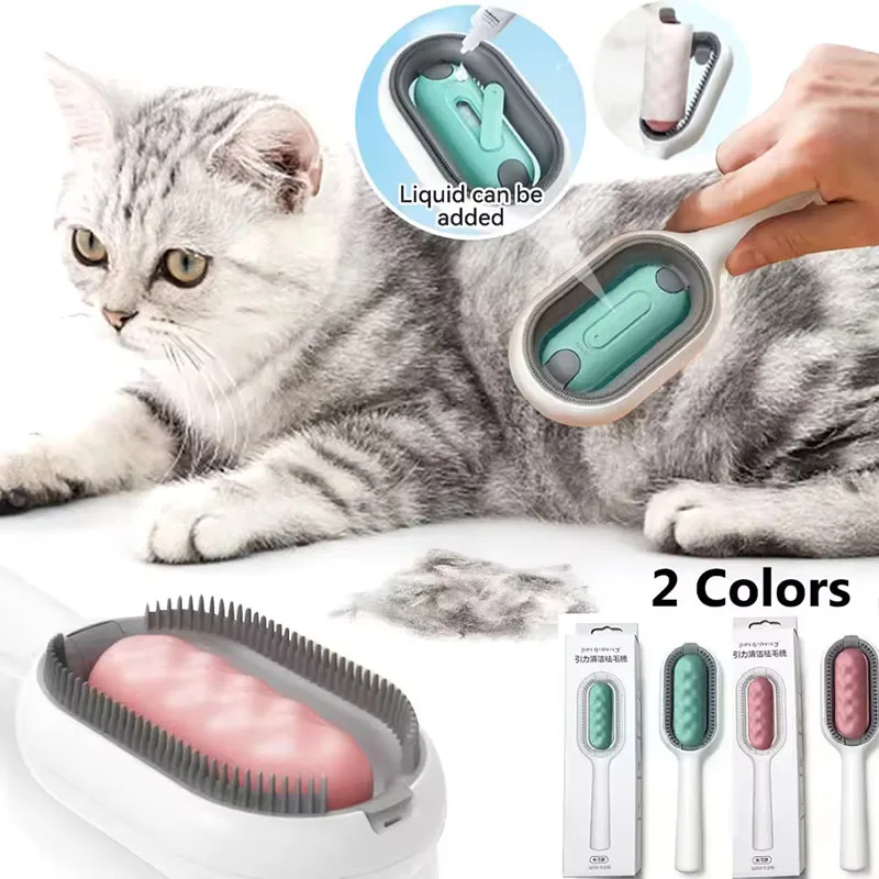 3-in-1-Katzenbürste, langes Haar, Entfernerbürste für Hunde und Katzen, Silikon-Haustierpflegekamm mit Wischtuch und Wassertank, Haustierprodukt-Zubehör Image