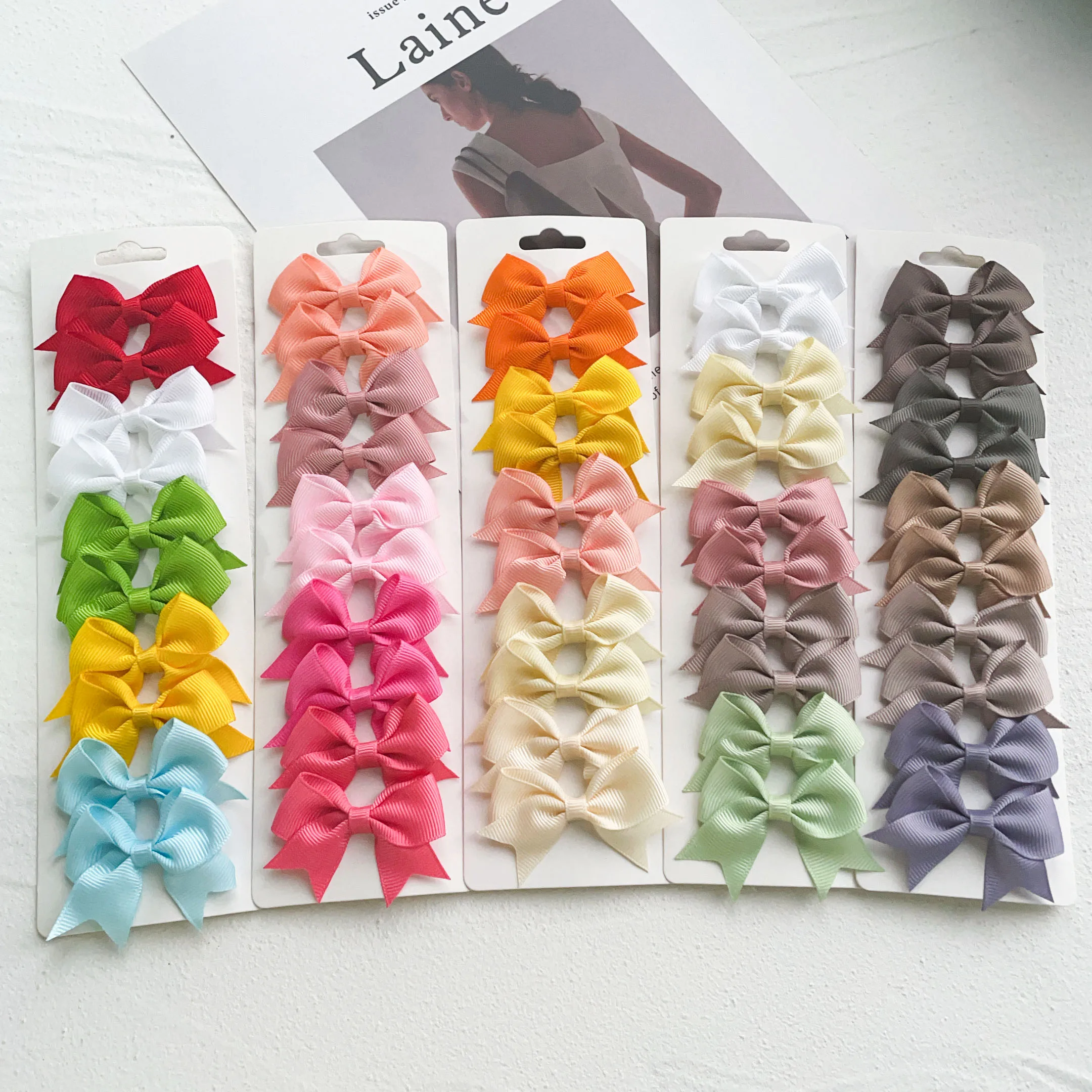 10 Teile/karte Ripsband Bögen Haar Clips Für Mädchen Kleine Schleppende Bowknots Haarnadeln Headwear Kinder Haar Zubehör Image