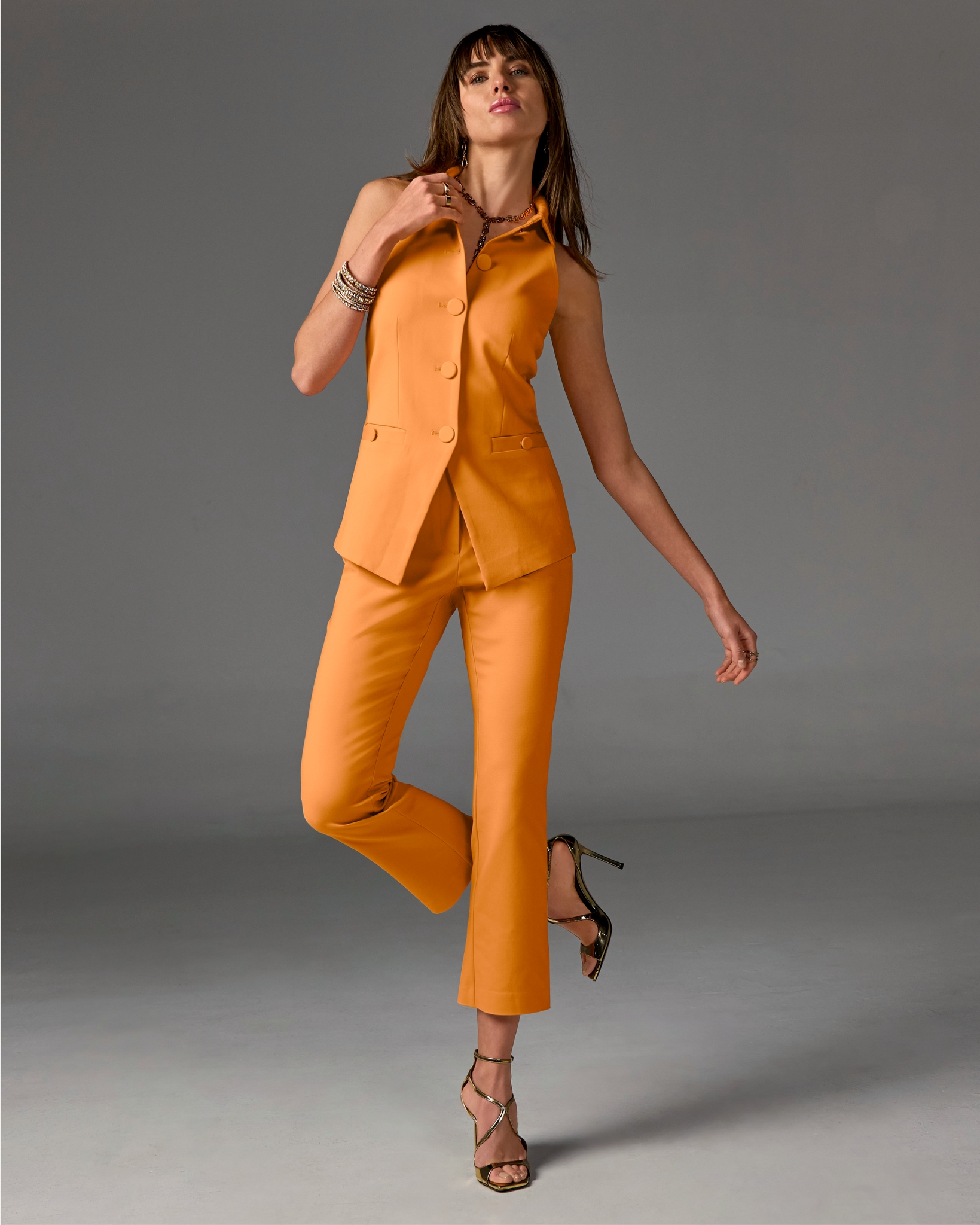 Boston Proper - Bird of Paradise Orange - Monterey Modern Bootcut Kick Flare Ankle Pant - 6