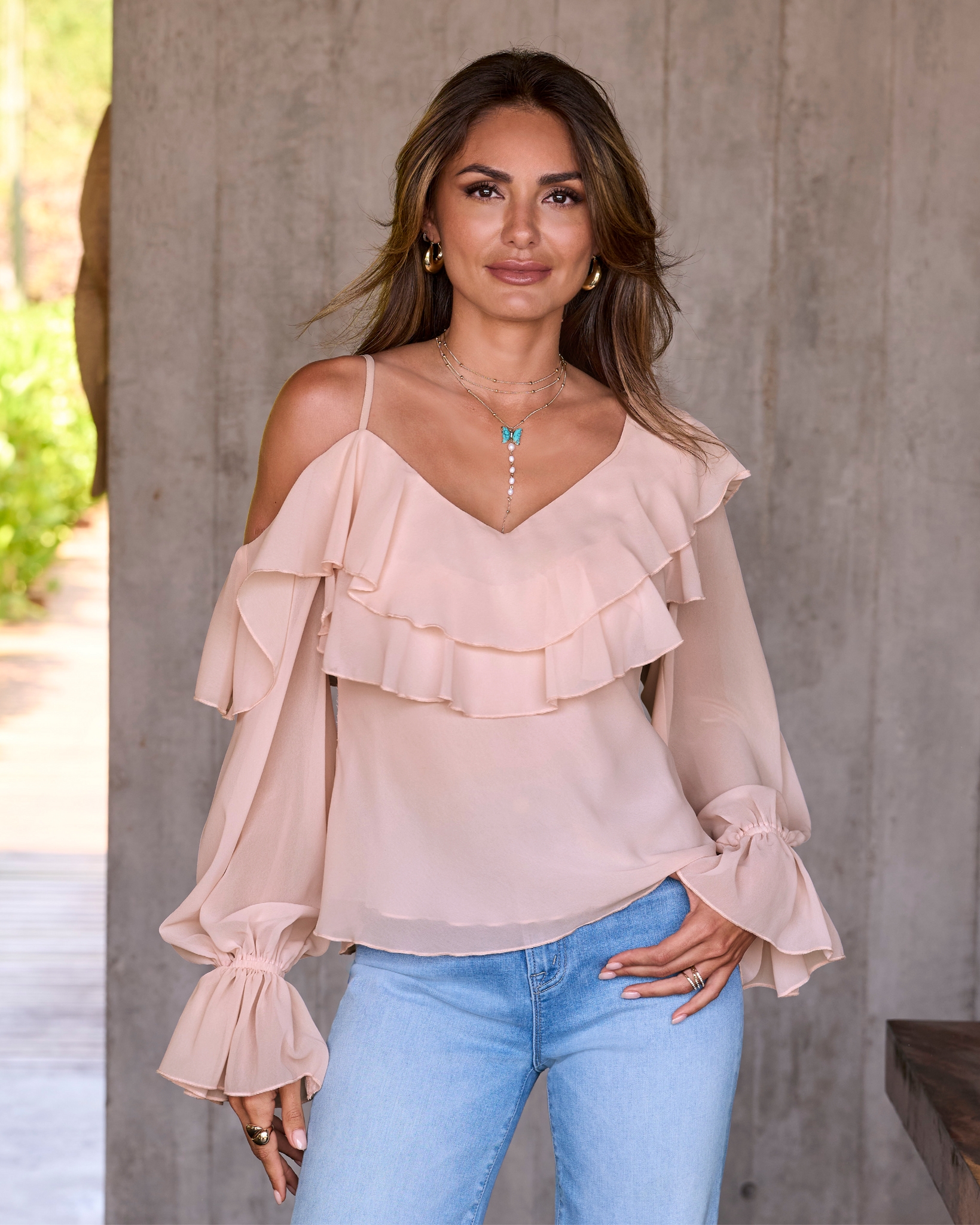 Boston Proper - Pink - Layered Ruffle Chic Blouse - Small