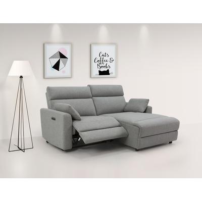 Ecksofa INOSIGN "JENNA, L-Form, 209cm, manuelle u. elektrische Funktion, mit USB A/C", grau (hellgrau), B:209cm H:100,5cm T:163cm, Webstoff 100% Polyester, Sofas, Liegefunktion 105-150, Federkern, Struktur fein, Topseller Image