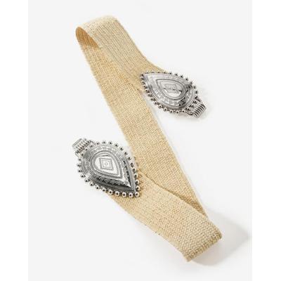 Boston Proper - Natural Neutral - Western Buckle Raffia Belt - Medium/Large