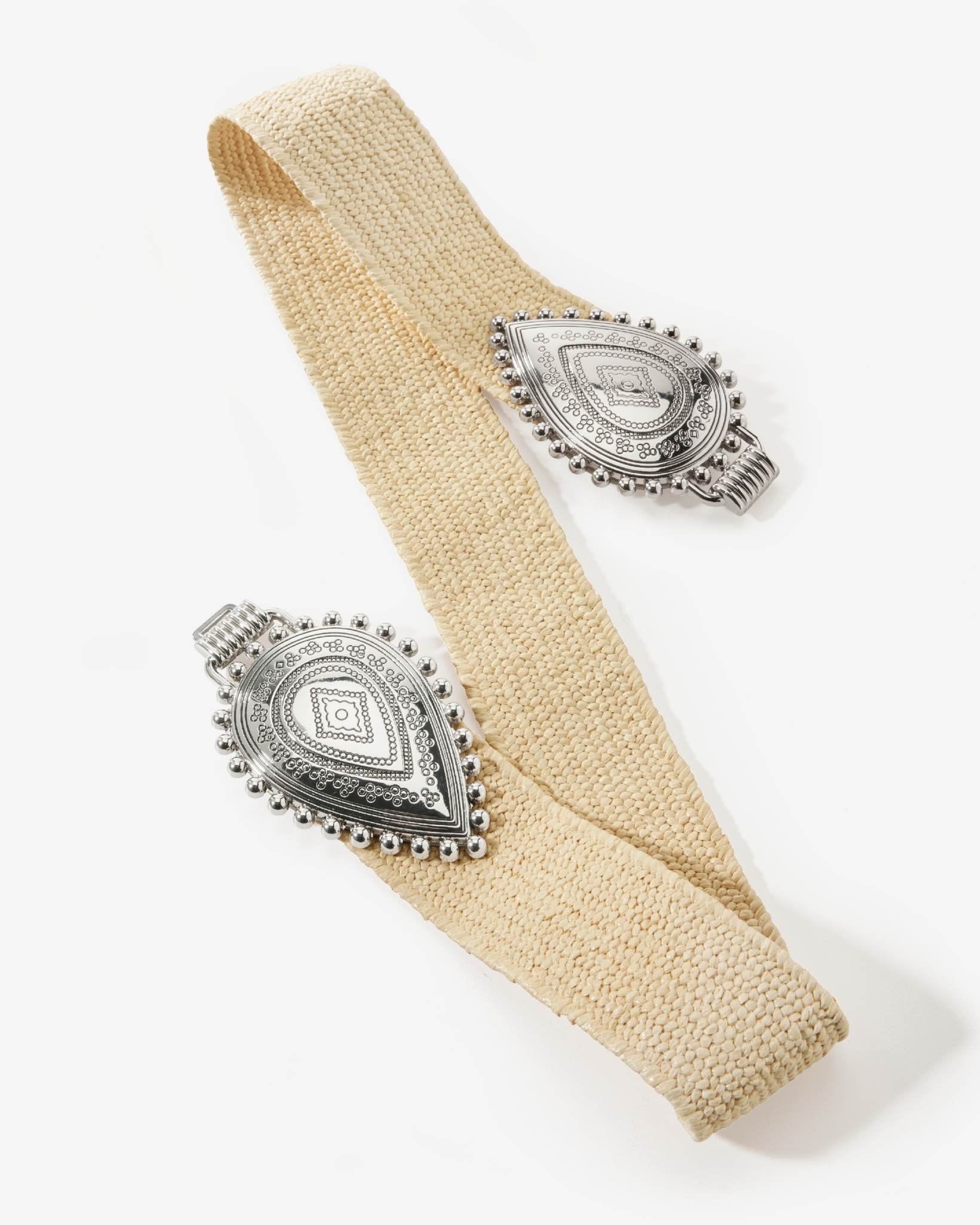 Boston Proper - Natural Neutral - Western Buckle Raffia Belt - Small/Medium