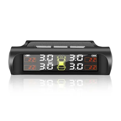Solar TPMS Tire Pressure Monitoring System LCD Car Tyre Pressure Alarm Temperature Warning With 4