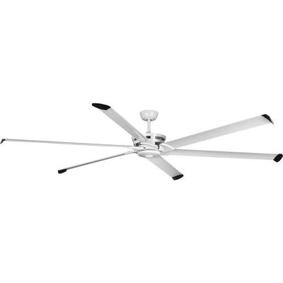 Progress Lighting 240784 - 96" Satin White 6 Blade Indoor/Outdoor Commercial Ceiling Fan (SATIN WHITE CEILING FAN DUAL MOUNT CENTER (P250030-028))
