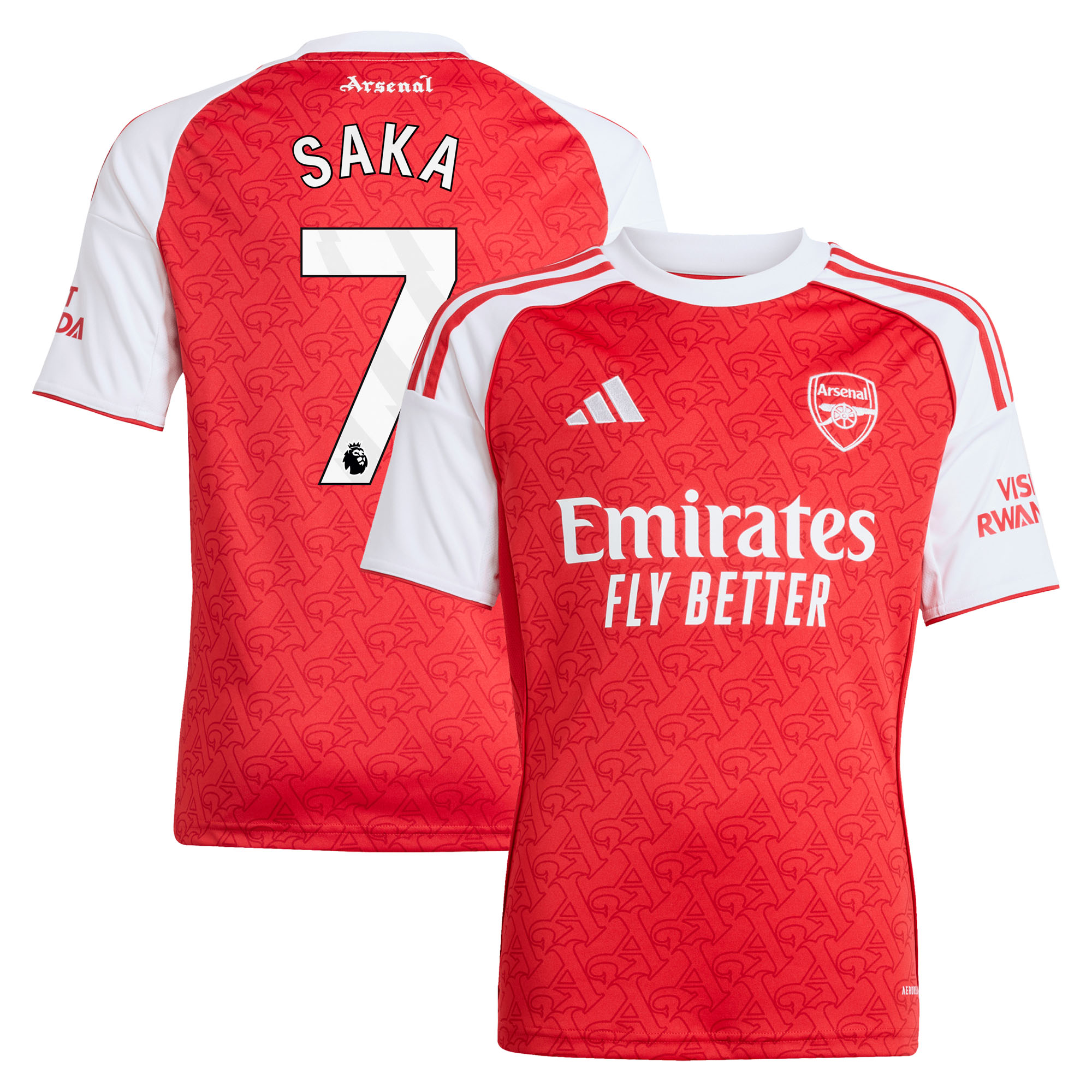 Maillot Domicile Arsenal adidas 2025-26 - Enfant avec flocage Saka 7 - unisexe Taille: 7-8 Years