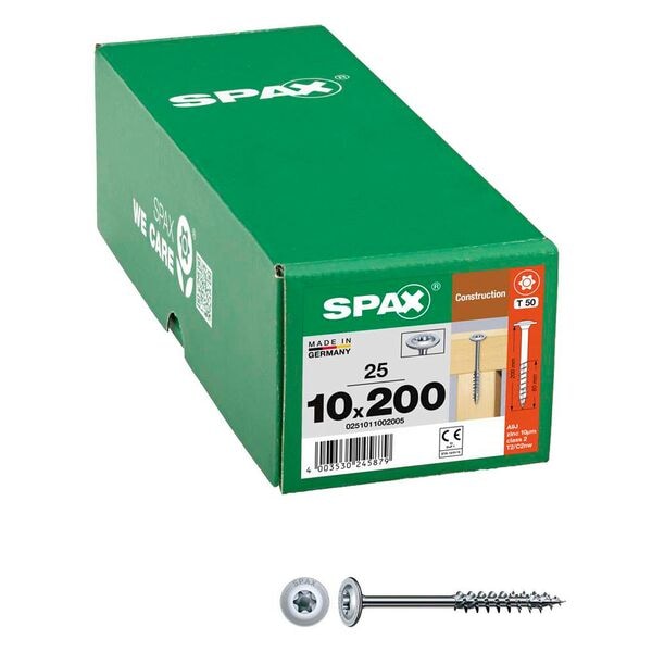 SPAX Holzbauschrauben T50 Tellerkopf WIROX 10 x 200 mm 25 Stück Image