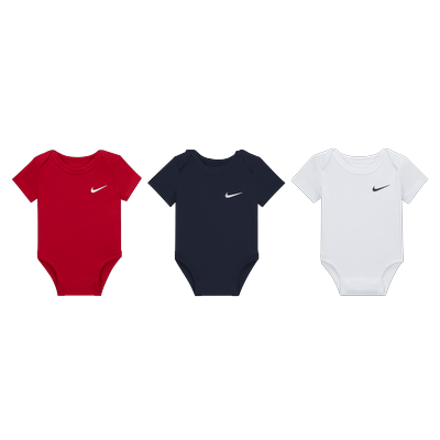 Nike Baby (0–9M) Swoosh Bodysuits (3-Pack) - Multi-Colour - Cotton