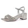 Sandalette TAMARIS, Damen, Gr. 36, grau (metallicgrau), Textil, Lederimitat, festlich, Schuhe, Blockabsatz, Festtagsschuh, Abendschuh mit funkelnden Schmucksteinen