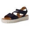 Sandalette TAMARIS, Damen, Gr. 40, blau (navy), Nubukleder, modisch, Schuhe, Riemchensandale, Sommerschuh mit geriffelter Plateausohle