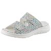 Pantolette WALDLÄUFER "H-JOLINE", Damen, Gr. 4,5 (37,5), hellgrau multi, Veloursleder, gemustert, casual, Schuhe, Sommerschuh, Bequemschuh, Hausschuh mit Klettverschlüsse, H-Weite