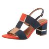 Sandalette MARCO TOZZI, Damen, Gr. 41, navy, orange, beige, Textil, Lederimitat, kontrastfarbene Details, Veloursleder, modisch, Schuhe, Blockabsatz, Sommerschuh, Sandale mit kontrastfarbenen Details