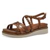 Keilsandalette TAMARIS, Damen, Gr. 37, braun (cognac), Leder, Lederimitat, modisch, Schuhe, Riemchensandale, Sommerschuh mit verstellbarer Schnalle