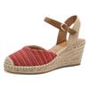 Keilsandalette TAMARIS, Damen, Gr. 41, rot (rot kombiniert), Textil, Leder, modisch, Schuhe, Plateau, Sommerschuh mit geschlossenem Zehenbereich