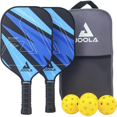 Pickleballschläger JOOLA "Ben Johns Blue Lightning Pickleball Set", blau (blau, grau), RacketsportschlägerB:200mm L:406mm T:10mm, Inklusive 2 Schläger, 4 Bällen und Tasche, ideal für Freizeitspieler, B:200mm L:406mm T:10mm