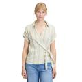 Klassische Bluse CARTOON "Cartoon Damen Streifenbluse mit Bindegürtel", Damen, Gr. 38, nature, grün, Obermaterial: 50% Viskose, 30% Polyester, 20% Leinen., modisch, schmal normal, V-Ausschnitt, Kurzarm, Blusen
