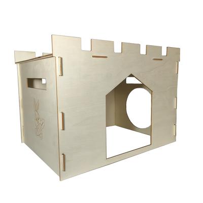 TEMU Spacious Rabbit Hideout - Multi-level Wooden Hideout With Covers, Ventilation Grills & Entry Points For Rabbits, Guinea Pigs, Hamsters, - Encourages Natural Foraging & Play Image