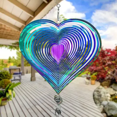 Gradient Color Wind Spinner Catcher Stainless Steel 3D Flowing Light Effect Wind Chimes Parts Outdoor Garden Yard Bedroom Decor