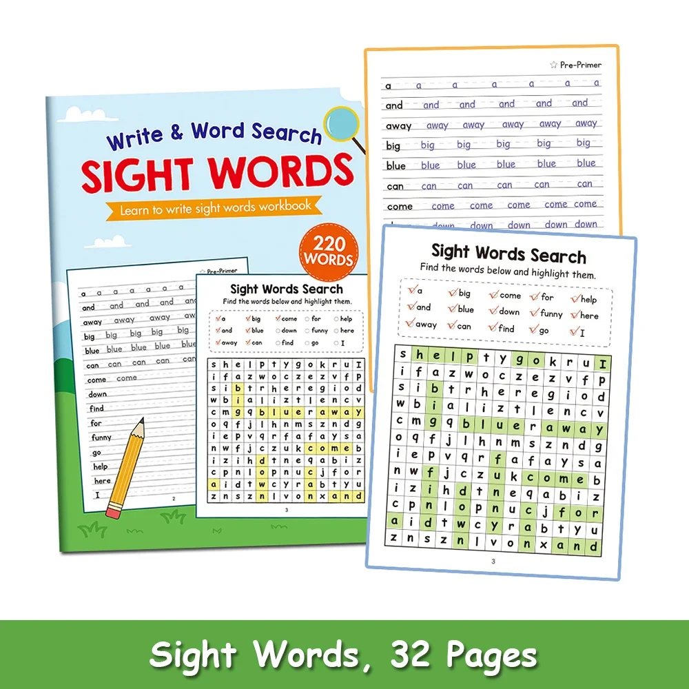 Visier, Wörter, Schreiben und Suchen, Spiel, Arbeitsbuch, Vorschule, Englisch, Lernhilfen, Lernen, Vokabeln, Gebäude, Montessori Image