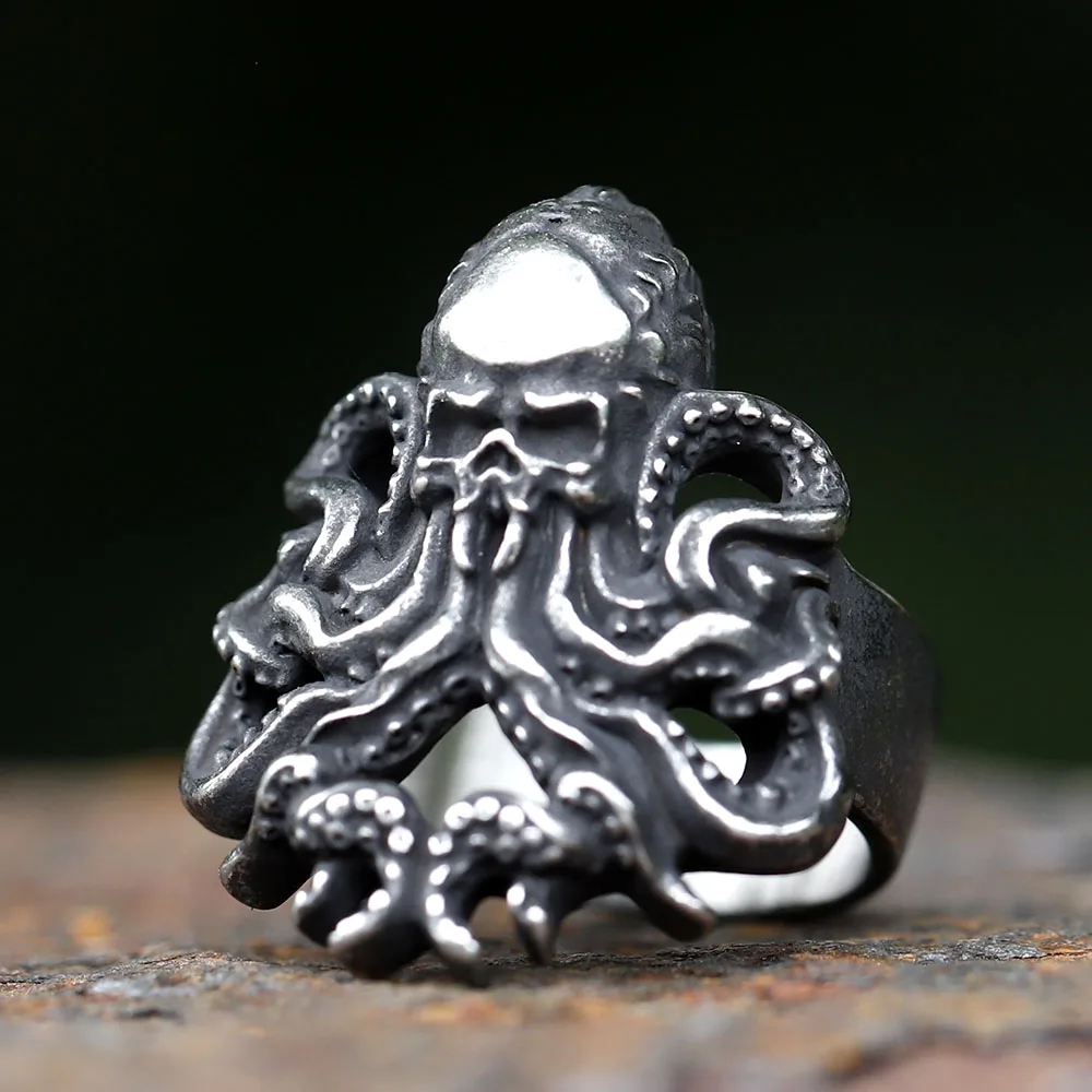 2025 NEUE Herren Octopus Schädel Ring 316L Edelstahl Schmuck Seemann Ringe für Männer Puck Biker Schmuck Geschenke kostenloser versand Image