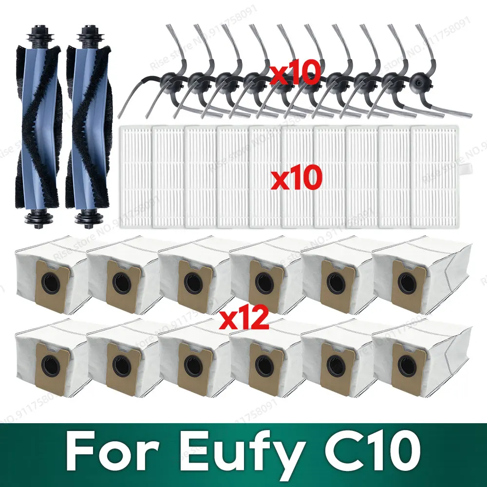 Kompatibel für Eufy C10 Roboter-Staubsauger, Zubehör, Hauptbürste, Hepa-Filter, Seitenbürste, Staubbeutel, Ersatzteile Image