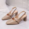 Frauen Sandalen Karree High Heels Schuhe Marke Frau Schuhe 2025, Sommer Elegante Kleid Chunky Leder