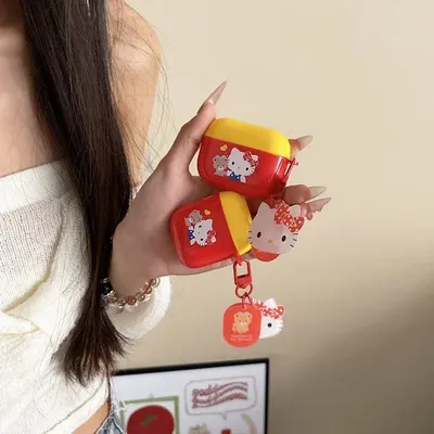 Cute Sanrio Hello Kitty Earphone Case For Airpods 1 2 3 4 Pro 2 Wireless Bluetooth Headset Protective Soft Cover With Pendant