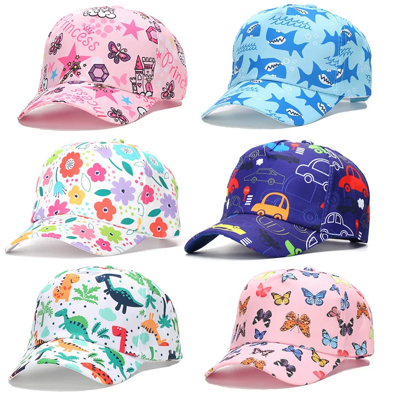Frühling Sommer Kinder Baseball Kappe Cartoon Tier Gedruckt Kinder Caps Shark Whale Dinosaurier Sonnenhut Jungen Mädchen Outdoor Zubehör Image