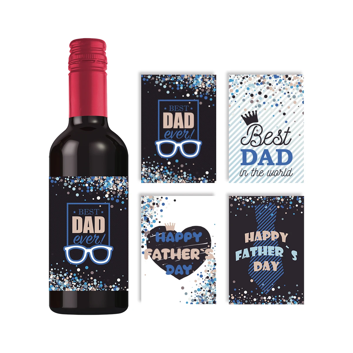 24 Stück Vatertags-Weinflaschen-Etikettenaufkleber, bester Papa-Buchstabe, Weinflaschen-Aufkleber für glückliche Vatertags-Party-Dekorationen Image