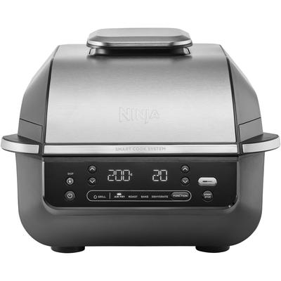 Tischgrill NINJA "EG351EU", schwarz (schwarz, edelstahl), B:28cm H:43cm T:35,5cm, Kontaktgrill_Standgrill_Tischgrill_Teppanyakigrill, 5-in-1 Grill und Heißluftfritteuse Image