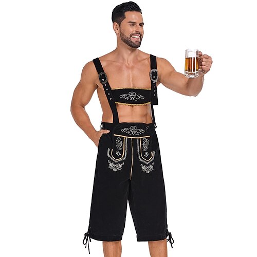 Oktoberfest Bestickt Lederhosen Bayerisch Deutsch München Wiesn Herren Party Bier Festival Stoff im traditionellen Stil Image