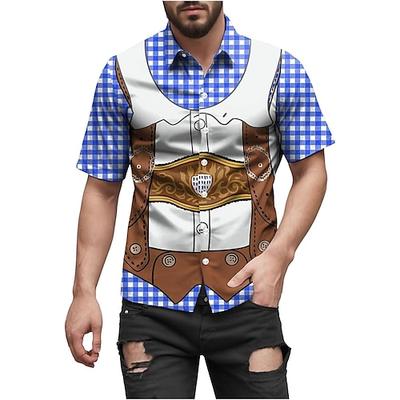 Oktoberfest Lederhosen-Print Bluse / Hemd Bayerisch München Deutsch Grafik Für Herren Erwachsene Oktoberfestbier 3D-Druck Festival Image