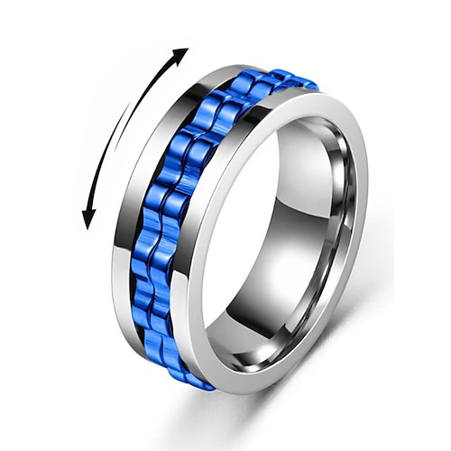 Drehbarer Zappelring aus Edelstahl für Herren – Farboptionen in Schwarz, Silber und Gold mit Kettendesign zum Stressabbau und für stilvolles Tragen im Alltag, perfektes Vatertagsgeschenk Image