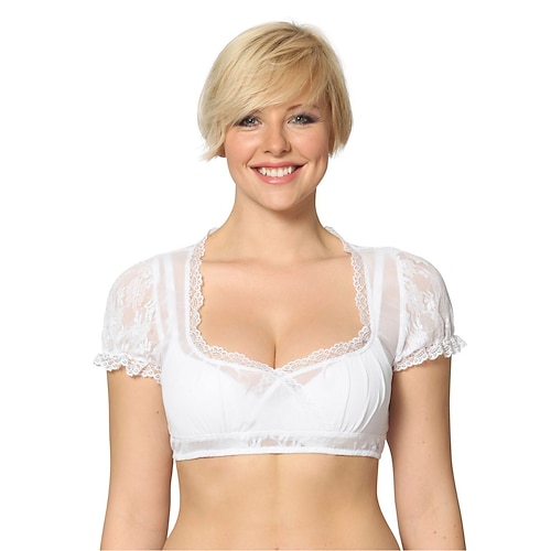 Oktoberfest Spitze Dirndlbluse Dienstmädchen Bayerisch München Wiesn Damen Karneval Bier Festival Stoff im traditionellen Stil Image