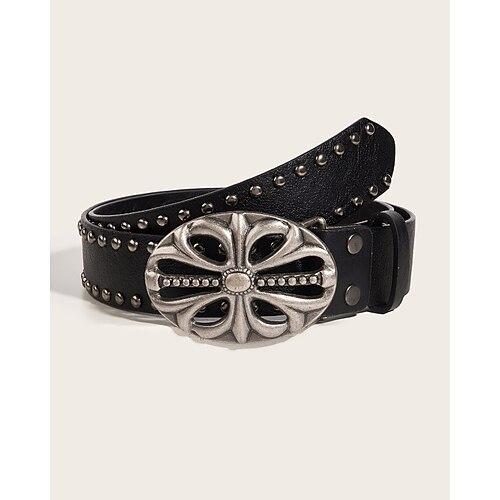 Damen Gürtel PU Schwarz Braun Kaffee Taillengürtel Straße Date Blumen
