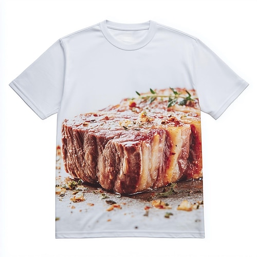 Herren Lebensmittel 3D Zeichentrick T Shirt Kurzarm T-Shirt 3D-Druck Rundhalsausschnitt Hemd Übertrieben Designer Party Straße Lässig Weiß Sommer Frühling Bekleidung S M L XL XXL XXXL 4XL Image