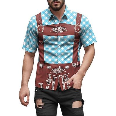 Oktoberfest Lederhosen-Print Bluse / Hemd Bayerisch München Deutsch Grafik Für Herren Erwachsene Oktoberfestbier 3D-Druck Festival Image