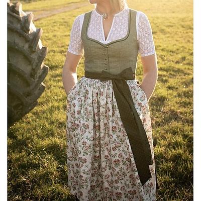 Karneval Oktoberfestbier Kostüm Kleid Dirndl Trachtenkleider Dienstmädchen Bayerisch Deutsch Wiesn Damen Stoff im traditionellen Stil Kleid Image