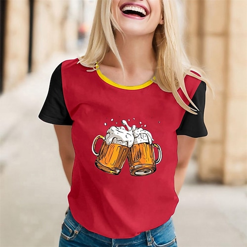 T-Shirt Bayerisch München Deutsch Bayerisch Streetstyle T-Shirt Ärmel Grafik für Damen Erwachsene 3D-Druck für Oktoberfestbier Festival Image