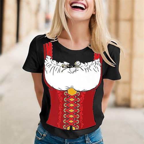 T-Shirt Bayerisch München Deutsch Bayerisch Streetstyle T-Shirt Ärmel Grafik für Damen Erwachsene Heißprägen für Oktoberfestbier Festival Image