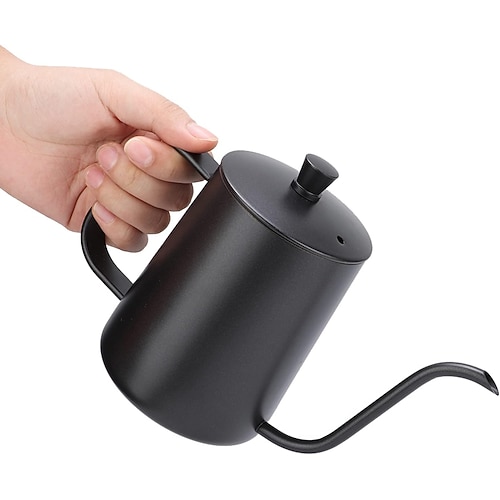 Kaffeekessel für den Herd, Premium-Schwanenhalskessel, Übergieß-Kaffeekessel, Teekanne, Teekanne für den Herd, Warmwasserbereiter für die Campingküche, Edelstahl Image