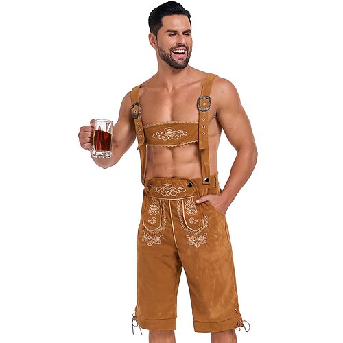 Oktoberfest Bestickt Lederhosen Bayerisch Deutsch München Wiesn Herren Party Bier Festival Stoff im traditionellen Stil Image